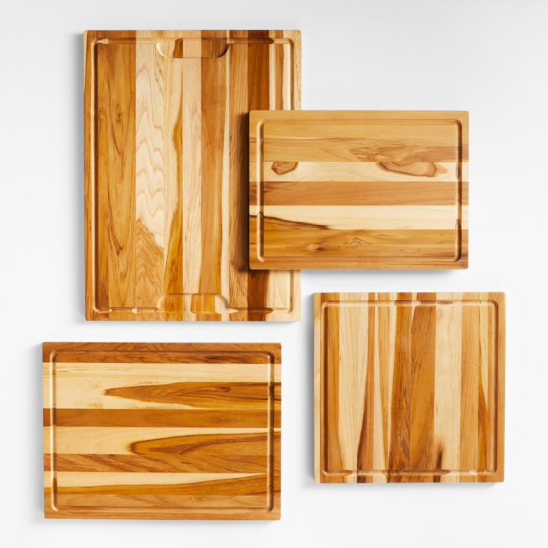 Crate & Barrel Reversible Teak Wood Cutting Board 18"x13"x0.75"