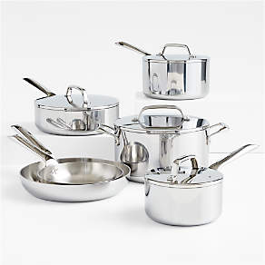 Crate & Barrel EvenCook Core 8-Piece Stainless Steel Cookware Set with  Ceramic Non-Stick Frying Pans