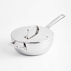 Cuisinart Classic 3.5qt Stainless Steel Saute Pan with Cover and Brushed  Gold Handles Matte White