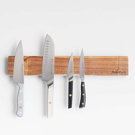 Crate & Barrel Wooden Magnetic Knife Holder Bar