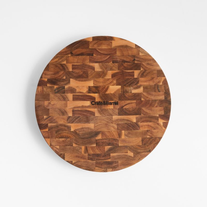 Crate & Barrel Round Acacia End-Grain Cutting Board - image 3 of 7