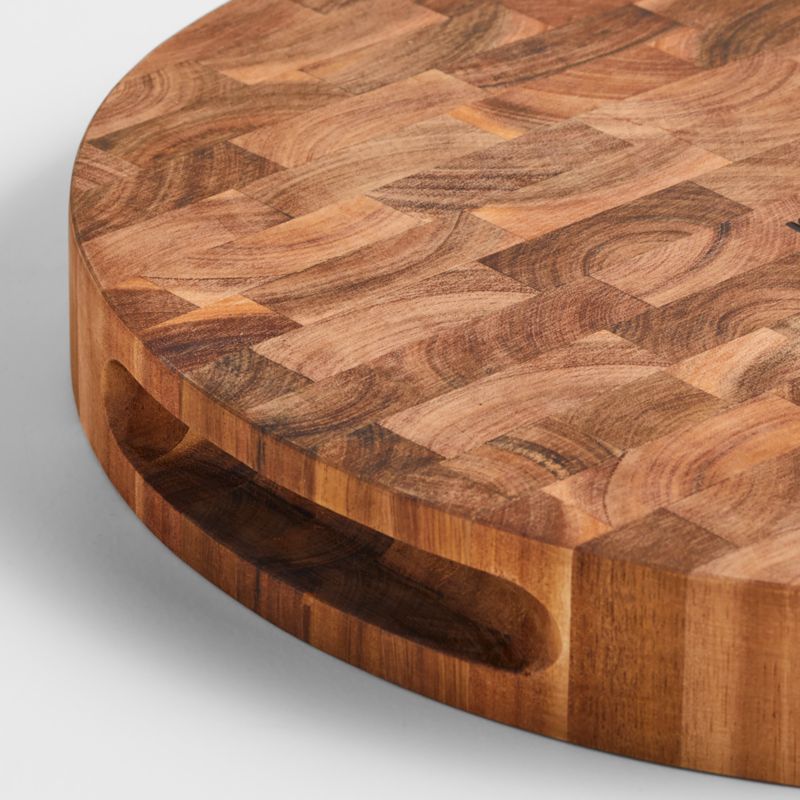 Crate & Barrel Round Acacia End-Grain Cutting Board - image 2 of 7