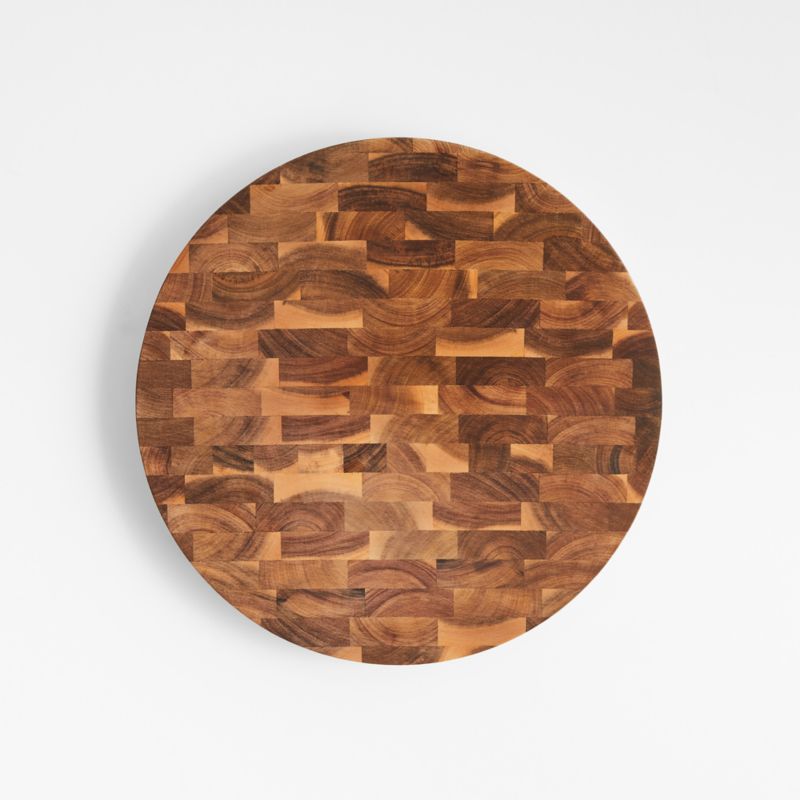 Crate & Barrel Round Acacia End-Grain Cutting Board