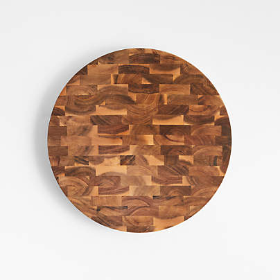 Crate & Barrel Round Acacia End-Grain Cutting Board