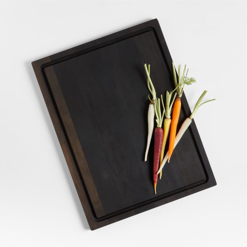 Crate & Barrel Reversible Ebonized Wood Cutting Board/Cheese Serving