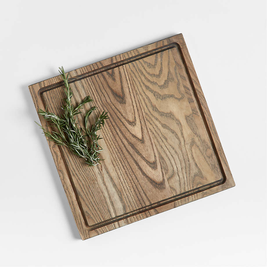 Crate & Barrel Reversible Grey Wash Wood Cutting Board/Cheese Serving Board 16"x16"x0.75" | Crate & Barrel