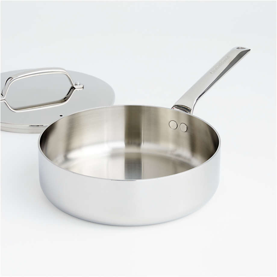 Crate & Barrel EvenCook Core 3.5 Qt. Stainless Steel Saucepan with Glass  Straining Lid + Reviews