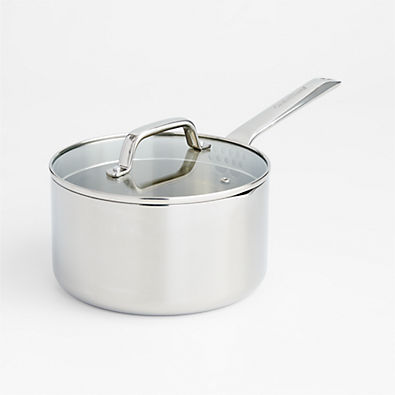 View Crate & Barrel EvenCook Core ® 3.5 Qt. Stainless Steel Saucepan with Glass Straining Lid details