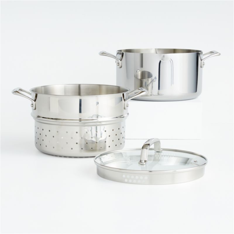 Crate & Barrel EvenCook Core 6 Qt. Stainless Steel Multipot with Glass  Straining Lid + Reviews