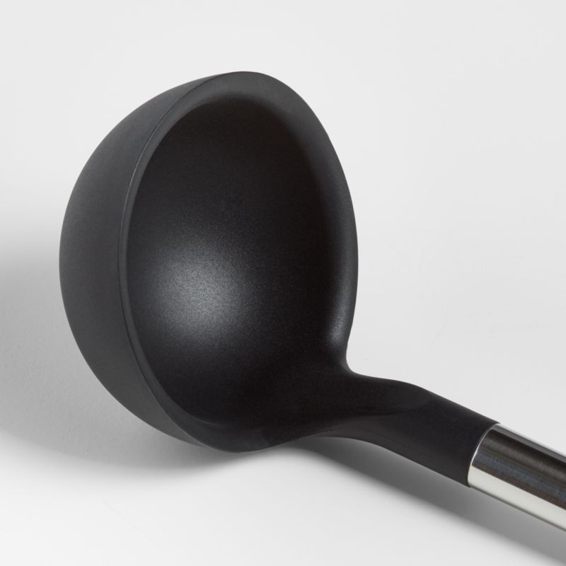 Crate & Barrel Black Silicone and Stainless Steel Ladle