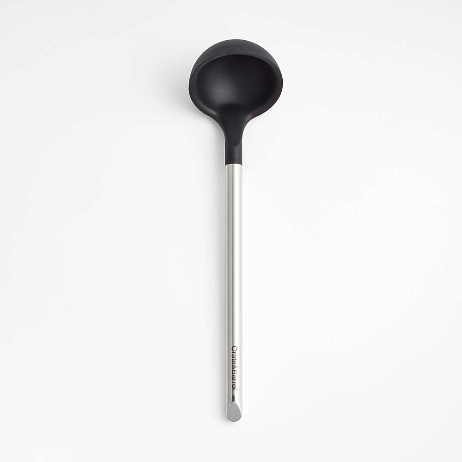 Crate & Barrel Black Silicone and Stainless Steel Ladle