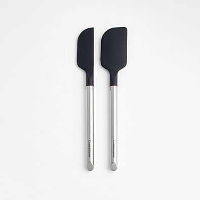 View Crate & Barrel Black Silicone and Stainless Steel Mini Spatulas, Set of 2 details