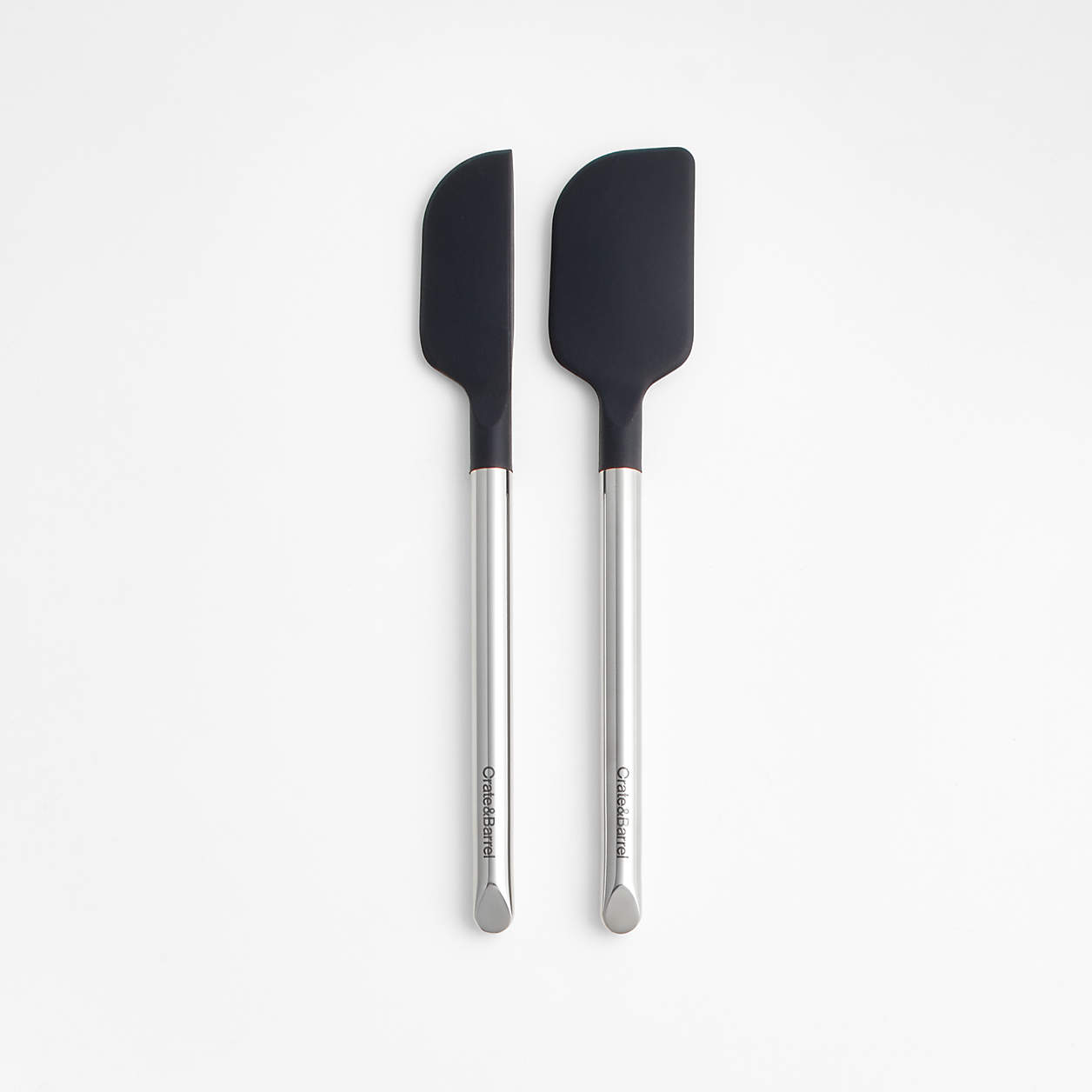 Crate & Barrel Black Silicone and Stainless Steel Mini Spatulas, Set of 2