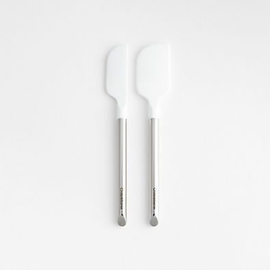 View Crate & Barrel White Silicone and Stainless Steel Mini Spatulas, Set of 2 details