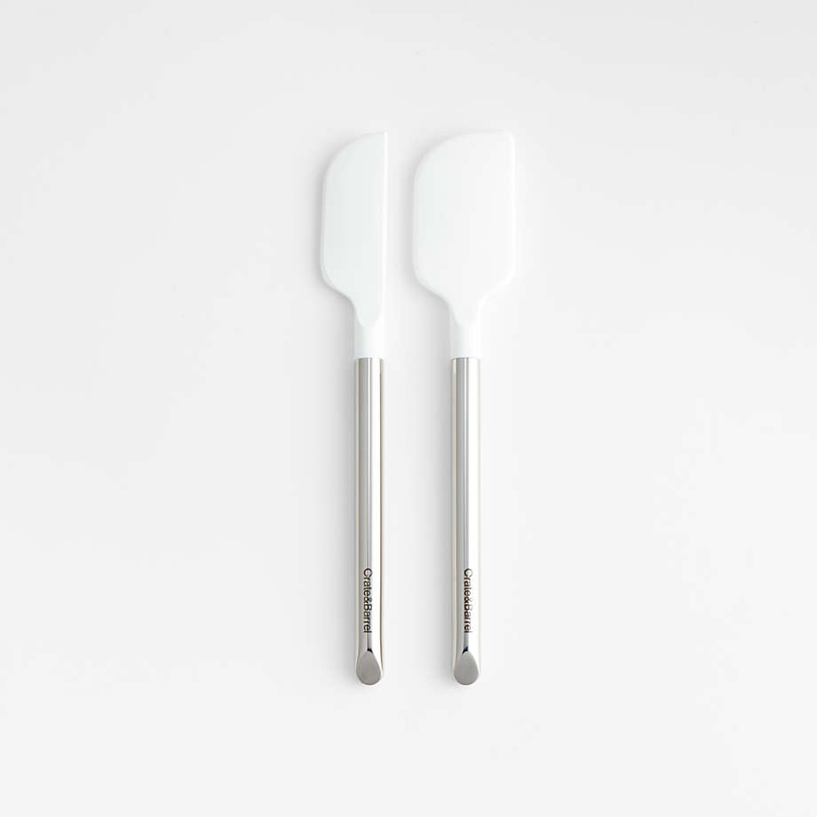 Crate & Barrel White Silicone and Stainless Steel Mini Spatulas