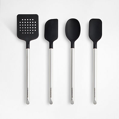 View Crate & Barrel Black Silicone and Stainless Utensil, Set of 4 details