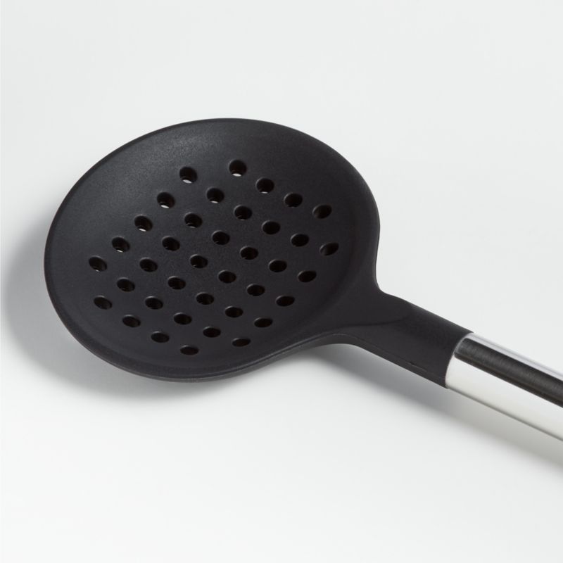 Crate & Barrel Black Silicone and Stainless Steel Slotted Spoon