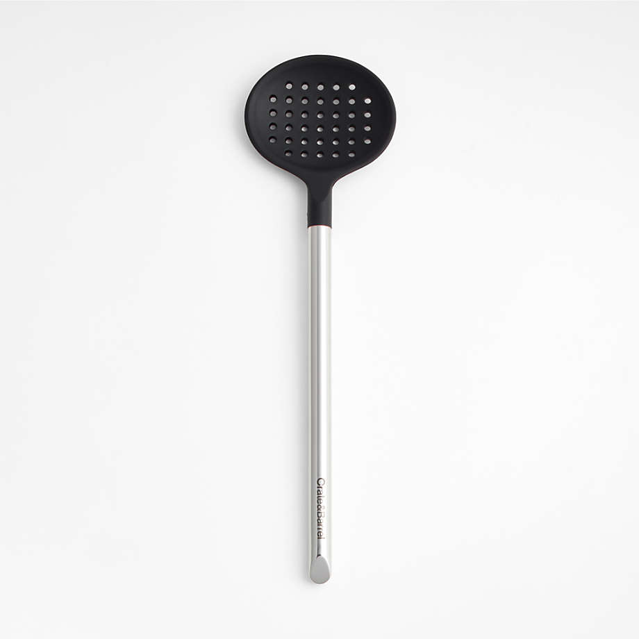 Crate & Barrel Black Silicone and Stainless Steel Slotted Spoon