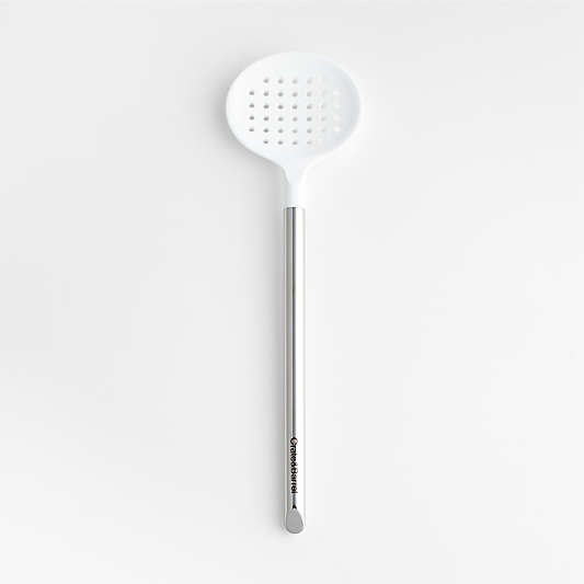 Crate & Barrel White Silicone and Stainless Steel Slotted Spoon