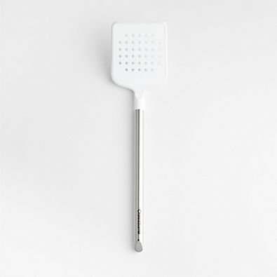 View Crate & Barrel White Silicone and Stainless Steel Slotted Turner details