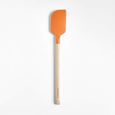 Crate & Barrel Sienna and Orange Silicone and Wood Utensils