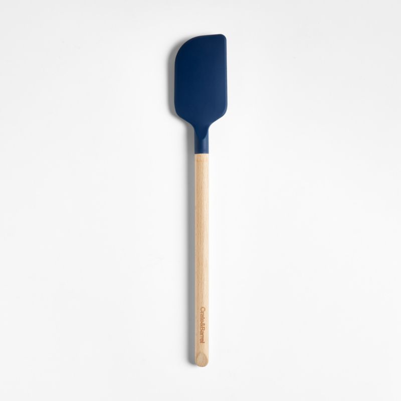 Crate & Barrel Wood and Navy Silicone Spatula