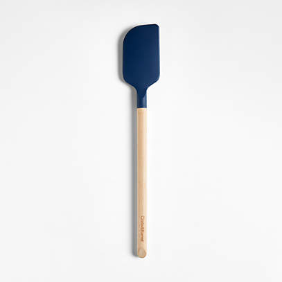 Crate & Barrel Wood and Navy Blue Silicone Spatula + Reviews