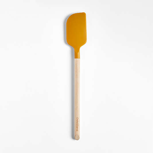 Crate & Barrel Wood and Yellow Silicone Spatula