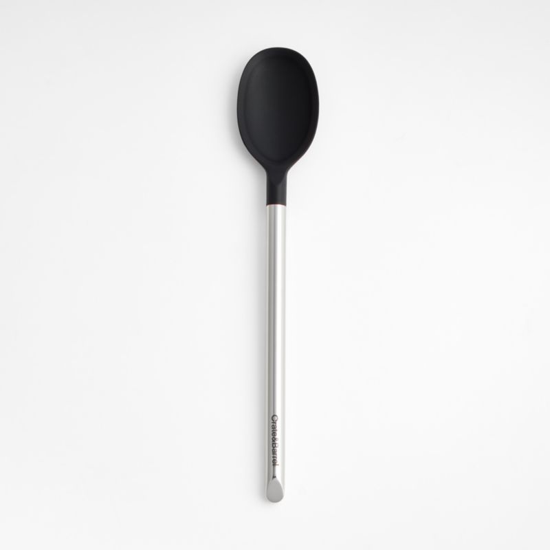 Crate & Barrel Black Silicone and Stainless Steel Spoon