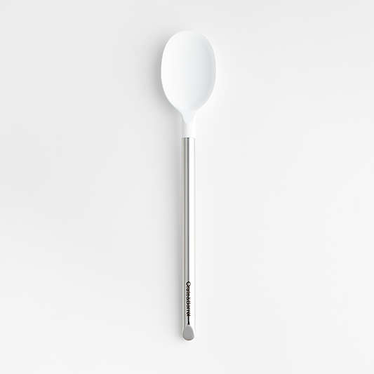 Crate & Barrel White Silicone and Stainless Steel Spoon