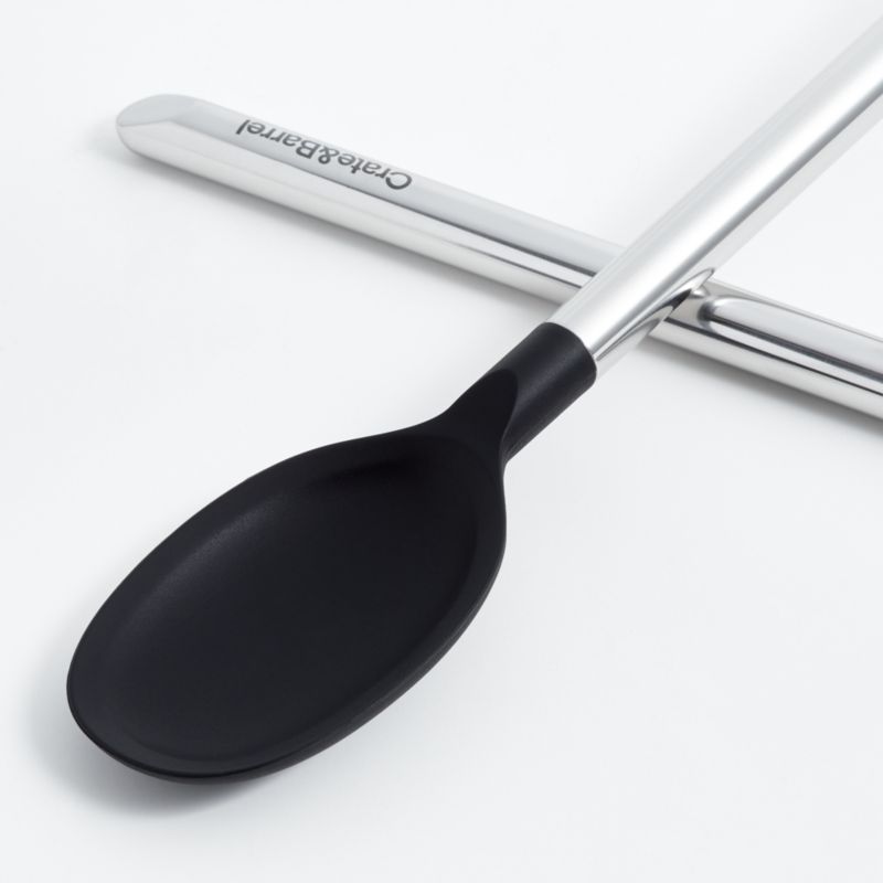 Crate & Barrel Black Silicone and Stainless Steel Spoon