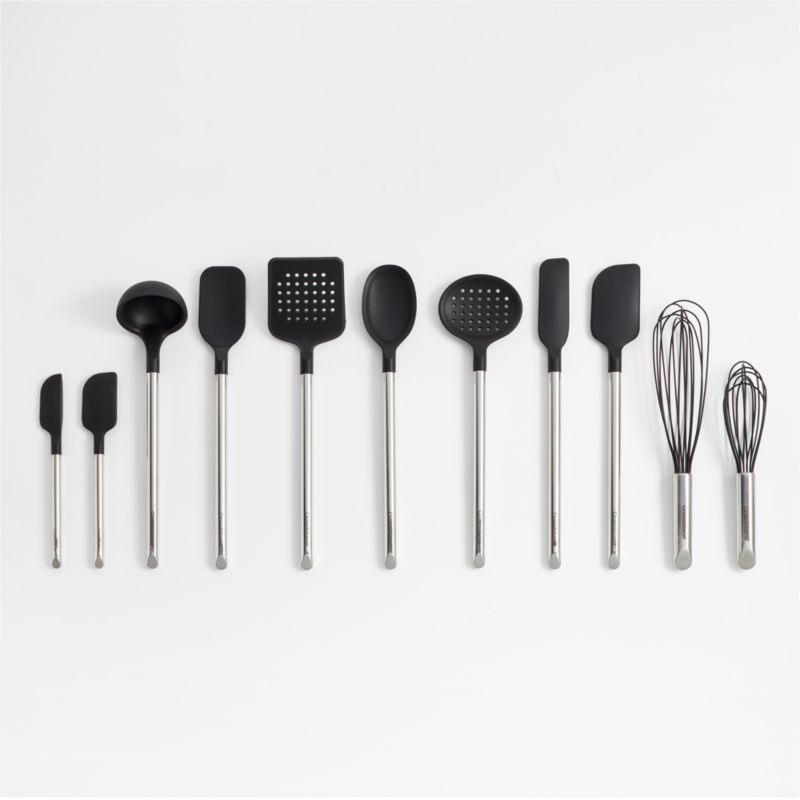 Crate & Barrel Black Silicone and Stainless Steel 12" Whisk