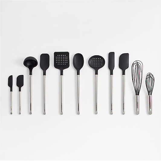 Crate & Barrel Black Silicone and Stainless Steel 12" Whisk