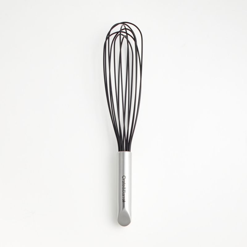 Crate & Barrel Black Silicone and Stainless Steel 12" Whisk