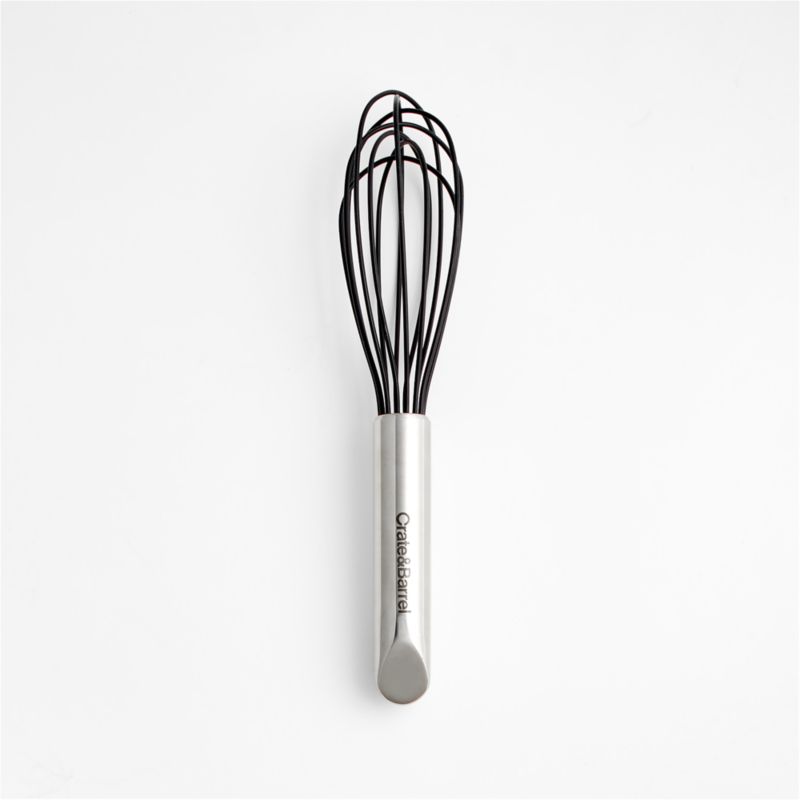Crate & Barrel Black Silicone and Stainless Steel 9.5" Whisk