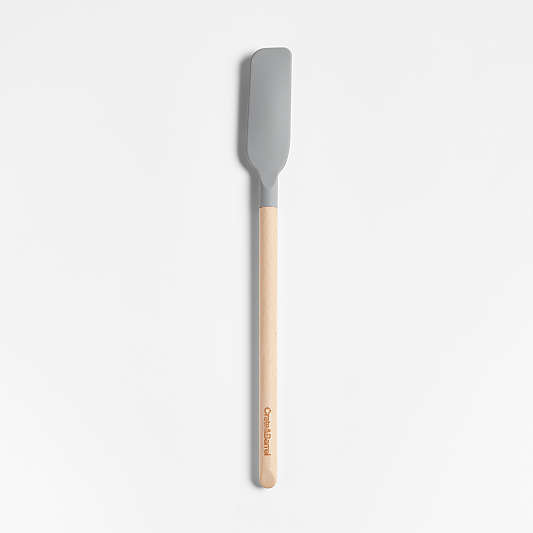 Crate & Barrel Wood and Grey Silicone Jar Scraper