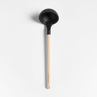 View Crate & Barrel Black Silicone and Wood Ladle details