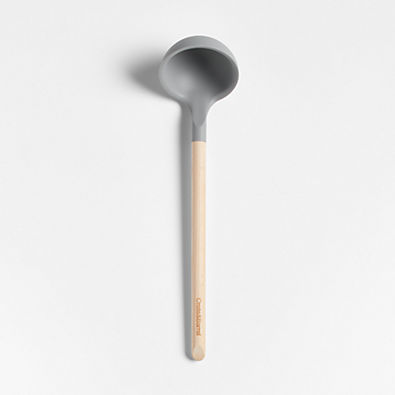 View Crate & Barrel Wood and Grey Silicone Ladle details