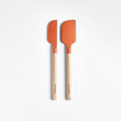 View Crate & Barrel Wood and Sienna Silicone Mini Spatulas, Set of 2 details