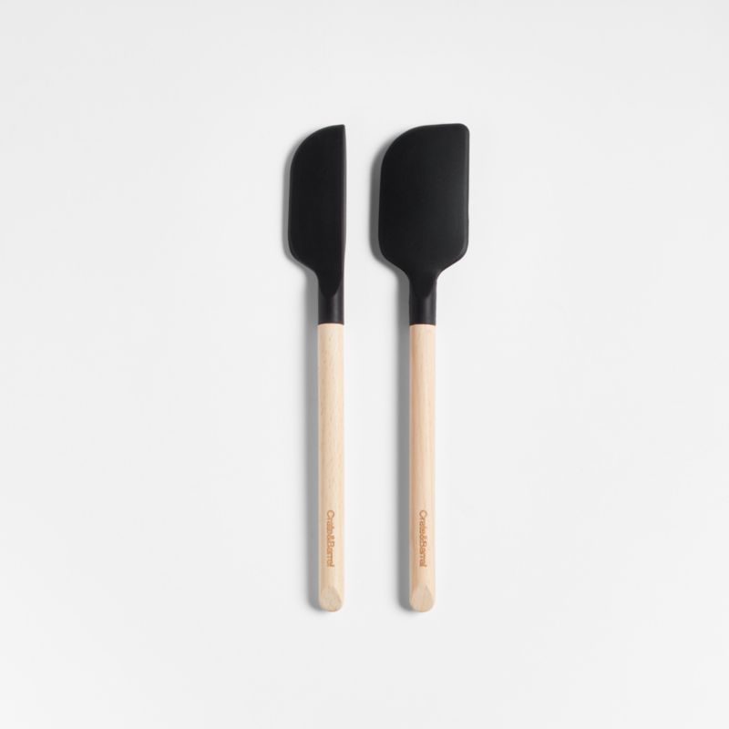 Crate and Barrel 2-Piece Silicone & Wood Mini Spatula, Set - Navy