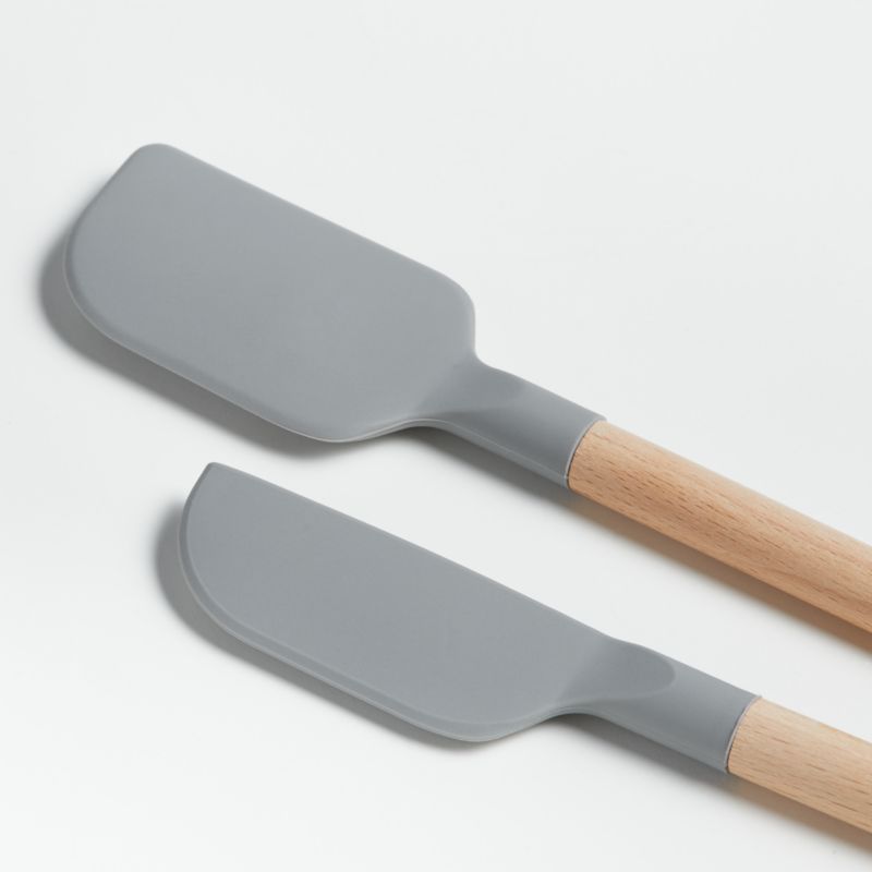 Crate & Barrel Wood and Grey Silicone Mini Spatulas, Set of 2 - image 2 of 4