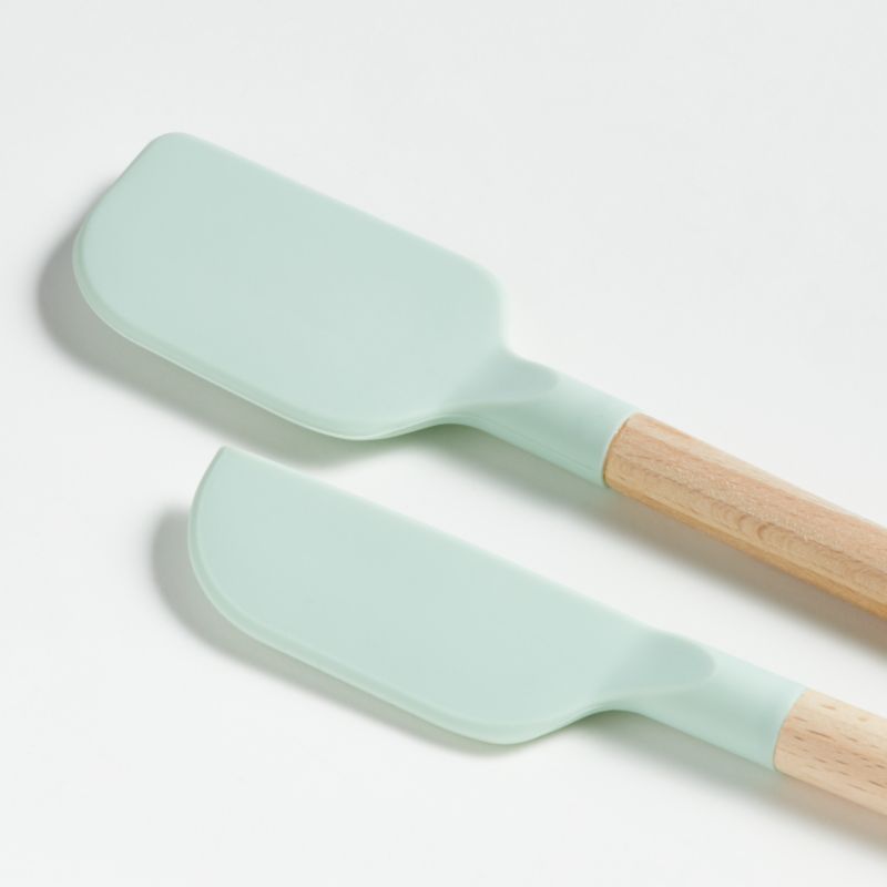 Crate & Barrel Wood and Yellow Silicone Mini Spatulas, Set of 2 +