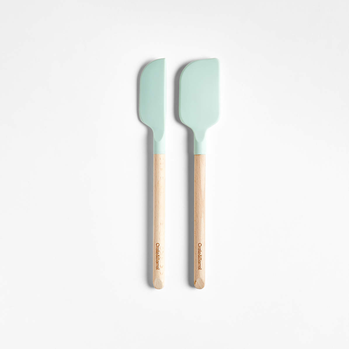 Crate & Barrel Sage Green Silicone & Wood Utensils
