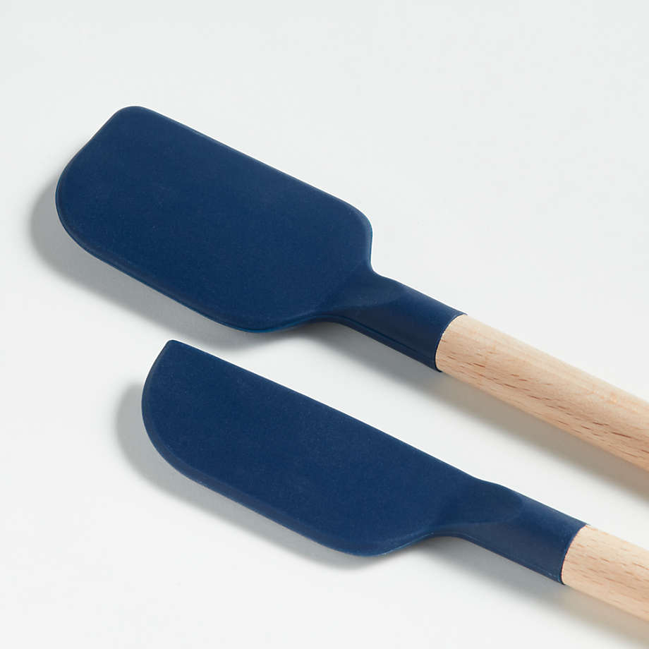 Crate & Barrel Wood and Navy Blue Silicone Spatula + Reviews