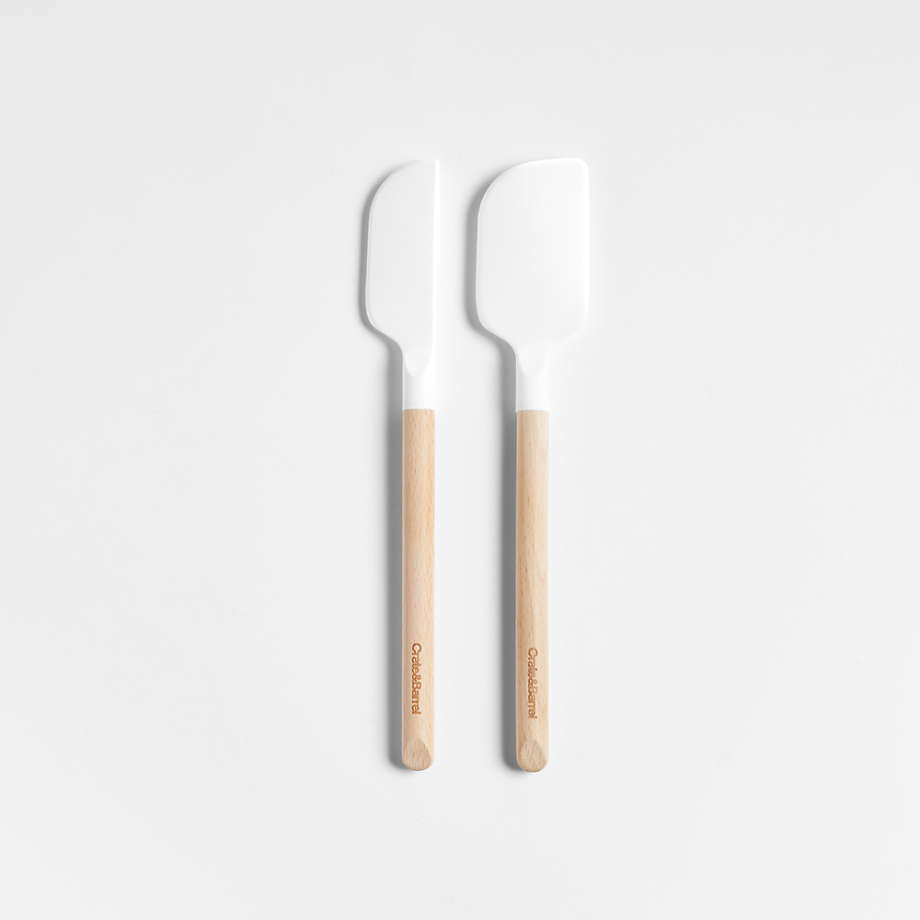 Crate & Barrel Wood and White Silicone Mini Spatulas, Set of 2 + Reviews | Crate & Barrel