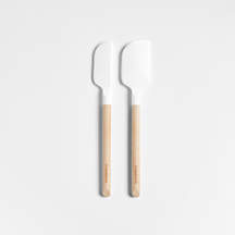 Crate & Barrel Wood and White Silicone Mini Scraper Spatulas, Set of 2 + Reviews | Crate & Barrel