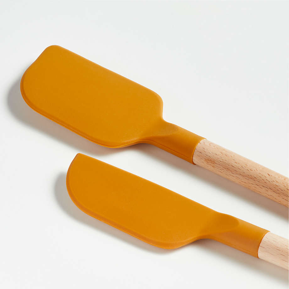 Crate and Barrel 2-Piece Silicone & Wood Mini Spatula, Set - Navy