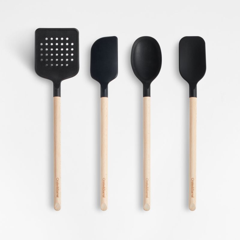 Crate & Barrel Silicone and Wood Utensil