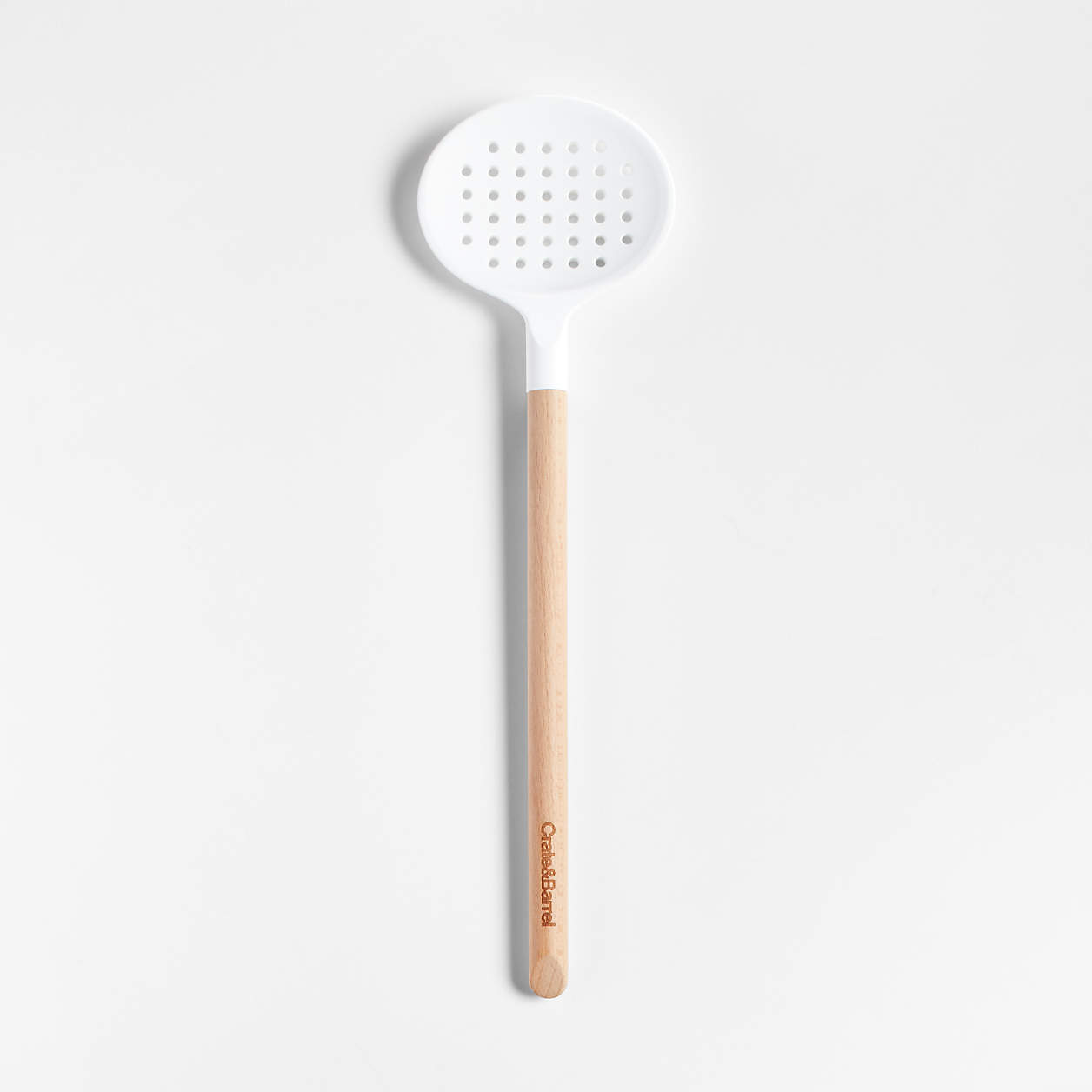 Crate & Barrel Wood and Grey Silicone Slotted Spoon
