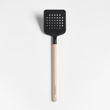 Crate & Barrel Wood and Yellow Silicone Mini Spatulas, Set of 2